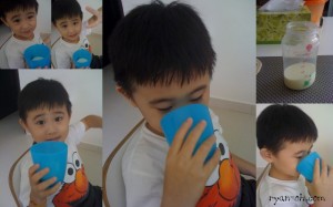 I'm drinking my milk in my favourite cup!